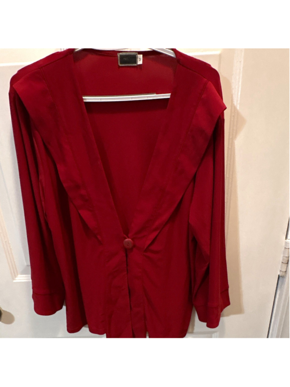 Sympli Red V-Neck Long Sleeve Button Front Stretch Jersey Top Women’s 12